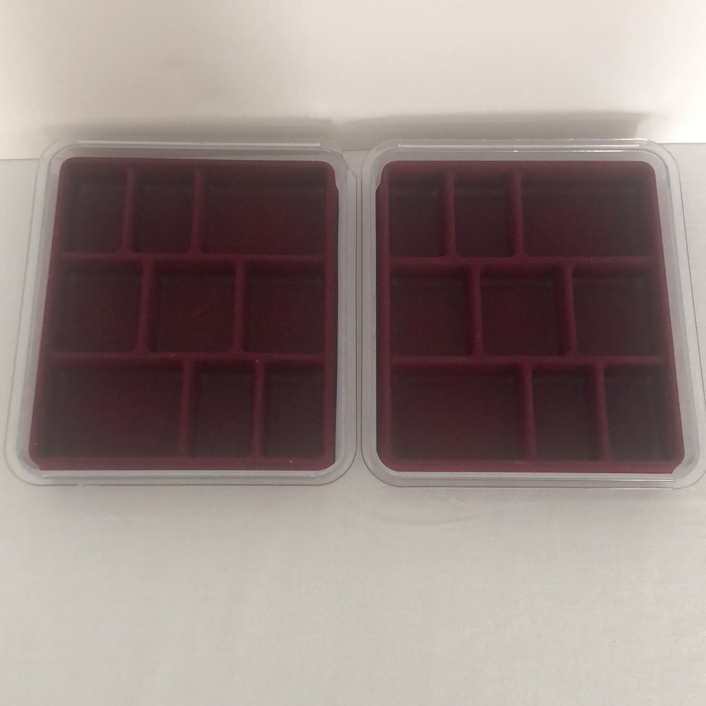 Two Velvet Jewelry Trays with Lids